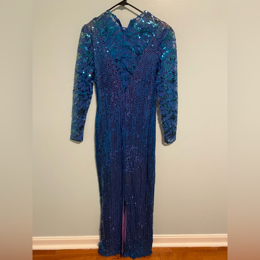Sequin Long Sleeve Dress in Blue and Purple